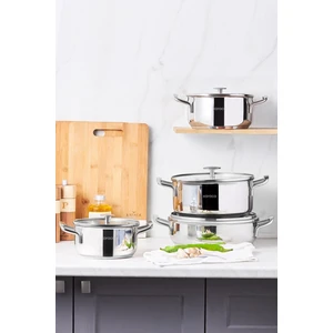 Alaz Indüksiyon Tabanlı 8 Parça Çelik Tencere Seti