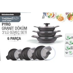 Güveç 3 Lü Sahan Set Kapaklı