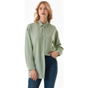 Kırçıllı Düğmeli Oversize Gömlek