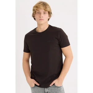 %100 Pamuk Slim Fit Dar Kesim Bisiklet Yaka Baskılı Kısa Kollu Tişört D5567AX25SP