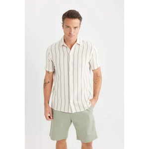 Regular Fit Polo Yaka Çizgili Yazlık Kısa Kollu Gömlek D7660AX25SP