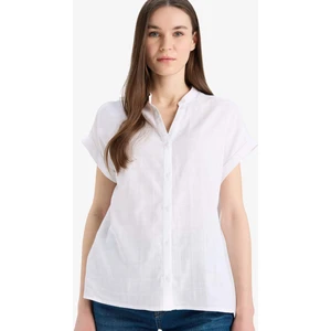 Regular Fit Kaçık Yaka Flamlı Pamuk Kısa Kollu Gömlek E7097AX25SP