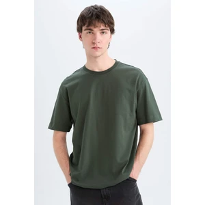 Oversize Geniş Kalıp Bisiklet Yaka Basic Düz Kısa Kollu Tişört E6885AXNS