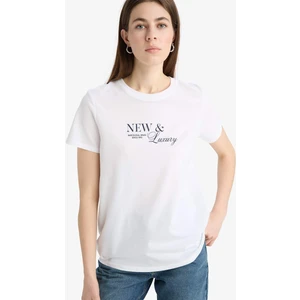 Relax Fit Bisiklet Yaka Baskılı Penye Kısa Kollu Tişört E5541AX25SM