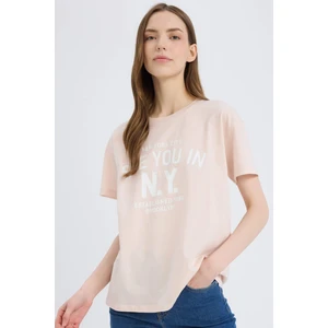 Regular Fit Bisiklet Yaka Baskılı Kısa Kollu Tişört E0720AX25SM