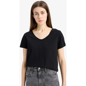 Regular Fit V Yaka Basic Düz Kısa Kollu Siyah Tişört K1507AZ25SM