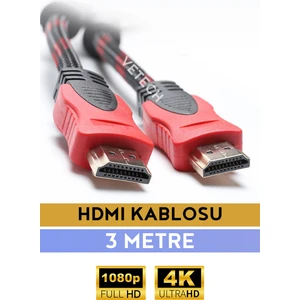 3 Metre HDMI Kablo Full Hd Tv Monitör Uydu Alıcısı Pc Uyumlu HDMI Kablosu