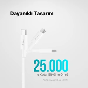 Usb-C - Usb-C 200CM 65W Pd/qc Hızlı Şarj/data Kablosu Beyaz
