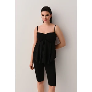 Volanlı Straplez Tankini Üst