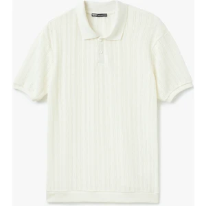 Kısa Kollu Regular Fit Pamuk Karışımlı Dokulu Polo Yaka Tişört