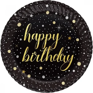 Karton Tabak 8'Li 23Cm Happy Birthday Işıltılı