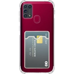 Kzy Samsung Galaxy M31 ile Uyumlu Kapak Kamera Korumalı Kartlıklı Darbe Emici Özellikli Şeffaf Silikon Kılıf