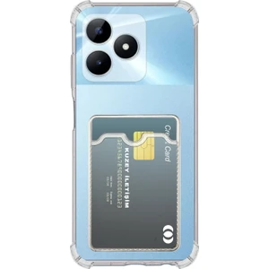 Kzy Realme Note 50 ile Uyumlu Kapak Kamera Korumalı Kartlıklı Darbe Emici Özellikli Şeffaf Silikon Kılıf