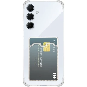 Kzy Samsung Galaxy M55 ile Uyumlu Kapak Kamera Korumalı Kartlıklı Darbe Emici Özellikli Şeffaf Silikon Kılıf