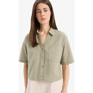 Keten Karışımlı Boxy Fit Basic Gömlek V2523AZ25SP