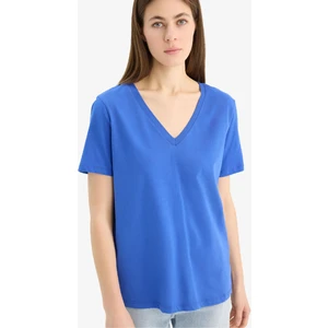 Regular Fit V Yaka Basic Düz Penye Kısa Kollu Tişört W9578AZ25SP