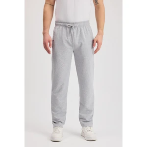 Gri Erkek Fermuarlı Cepli Nakış Detaylı Düz Paça Rahat Kesim Günlük Eşofman Altı