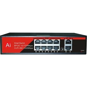 3dcool 3D-PSF08 10 Port Kamera Poe Switch 8 x Poe 2 x Uplink 120W 250MT