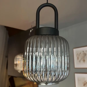Bag Füme Cam Tekli Avize Eskitme Kilit Başlık Retro Sarkıt Lamba Restoran Salon Aydınlatma