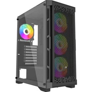 Powerboost PB-PS7840B 600W Temperli Camlı 4*12CM Rainbow Fanlı Mesh Mid-T Atx Gaming Siyah Kasa