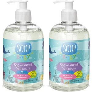 Soop Baby Bebek Saç Ve Vücut Şampuanı 2 x 500 ml |Vegan Ve Hipoalerjenik Pudra Kokulu|Göz Yakmaz |Doğal ve Nazik