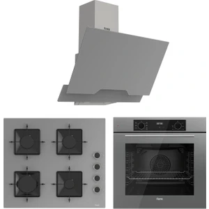 Flowart Ventora Pro Gri 3'lü Ankastre Set ( QBL63CPR-SS208-D065 )