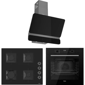 Flowart Ventora Elite Siyah 3'lü Ankastre Set ( QBL63CS-SS205-D080 )