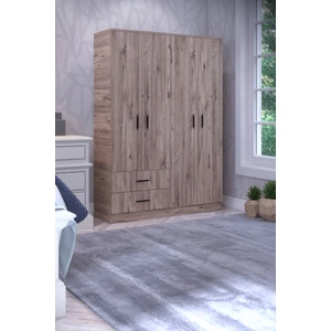 Abete-4 Kapılı 2 Çekmeceli 2 Askılı Atlantik Çam Gardırop (Elbise Dolabı-Yüklük)