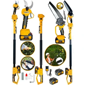 German Yellow 3LÜ Set BL Fırçasız Motor Bağ Makası + Zincirli Otomatik Yağ Pompalı Budama Testeresi  + Teleskopik Uzatma
