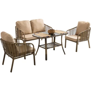 Capri Swing Artemis Ikili Rattan Balkon Bahçe Takımı | Açık Kahve