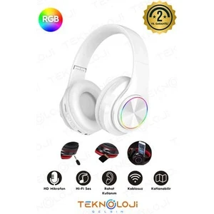 Teknoloji Gelişim Bluetooth 5.0 Kulaküstü Mikrofonlu LED Işıklı Katlanabilir AUX ve SD Kart Girişli