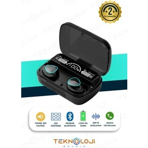 Teknoloji Gelsin Bluetooth Kulaklık Earbuds Kulak Içi LED Göstergeli Powerbankli Kablosuz Wireless V5.1