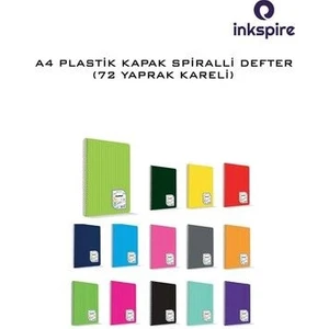 Telli Defter 1 Adet 72 Yaprak Kareli Plastik Kapak Spiralli A4 Defter Pp Kapak Büyük Boy Okul Defter