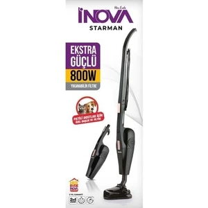 Inova Starman 2'si 1 Arada En Güçlü Pratik Dikey Süpürge Üçgen Başlık Torbasız Kullanım 800 W 18 Kpa