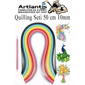 Quilling Seti 10 mm Kalın 1 Paket Quling Kağıt Katlama Kıvırma Sanatı Telkari Kuiling Karışık Renkli