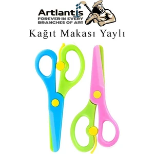 Renkli Kağıt Makası 2 Adet Plastik Yaylı Küt Uç Korumalı Okul Makası Çocuk Makası Okul Öncesi Kreş Ana Sınıfı