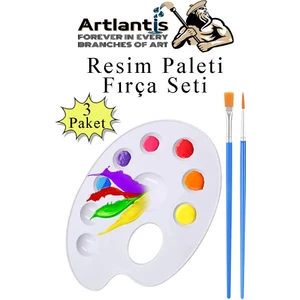 Resim Paleti ve Resim Fırça Seti 3 Paket Ressam Paleti Boyama Fırçası Akrilik Boya Guaj Boya Suluboya