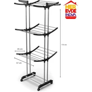 3 Katlı Tekerlekli Çamaşır Kurutmalık