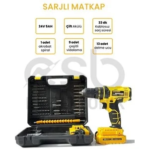 Dawreek Matkap 24V Çift Bataryalı Vidalama & Sarjlı Matkap DWR-DRB23634