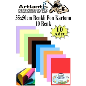 Fon Kartonu 10 Lu 35X50 cm 10 Paket Artlantis 10 Renk Fon Kartonu 35*50 Okul Sınıf Kreş Anasınıfı