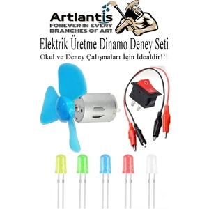 Dinamo Deney Seti 1 Paket Rüzgar Enerjisinden Elektrik Üretme Deney Seti Krokodil Kablo Dinamo Açma Kapama Anahtarı Mantar LED Ampul