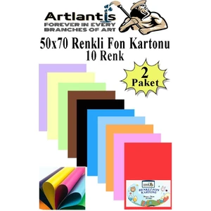 Fon Kartonu 10 Lu 50X70 cm 2 Paket Arlantis 10 Renk Fon Kartonu 50*70 Okul Sınıf Kreş Anasınıfı