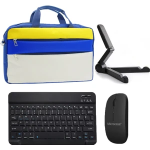 Lenovo Tab Plus TB351FU ile Uyumlu Tablet Çanta+Bluetooth Klavye+Mouse+Tablet Standı SIYAH-AL4840