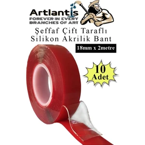 Çift Taraflı Bant Silikonlu Süper Güçlü Çivisiz Montaj Bandı 10 Adet 18MM x 2 Metre Extra Yüksek Mukavemetli
