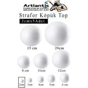 Strafor Köpük Top 2 cm 5 Adet Köpük Top Küre Toplar Yuvarlak Strafor Köpük Top Okul Deney Hobi Sanat