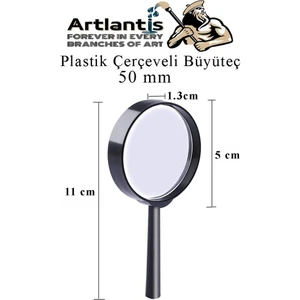 Büyüteç 50 mm 1 Adet 5x Plastik Sap Çerçeveli Büyüteç Merçek Okul Büro Ofis