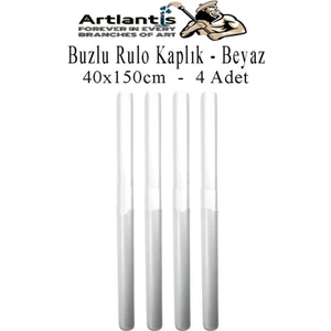 Buzlu Rulo Şeffaf Beyaz Kaplık 4 Adet 40X150 cm Defter Kitap Kaplığı Okul Öğrenci Rulo Kaplık