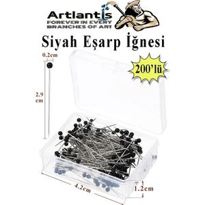 Eşarp Iğnesi Siyah 200 Lü 1 Paket Türban Iğnesi Başörtüsü Toplu Iğne Şal Düğün Nikah Nişan Kına Sünnet Takı Iğnesi
