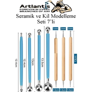 Top Uçlu Seramik ve Kil Modelleme Seti 7 Li 1 Paket Polimer Kil Şekillendirme Çömlek Oyma Çiçek Marzipan Mandala Top Ütü