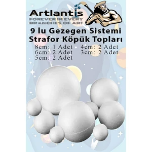 Güneş Sistemi Maketi Için 9 Lu Boyanabilir Strafor Top Seti Gezegenler Modeli Deney Okul Seti Köpük Küre Top